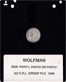 Cartridge artwork for Wolfman on the Amstrad CPC.