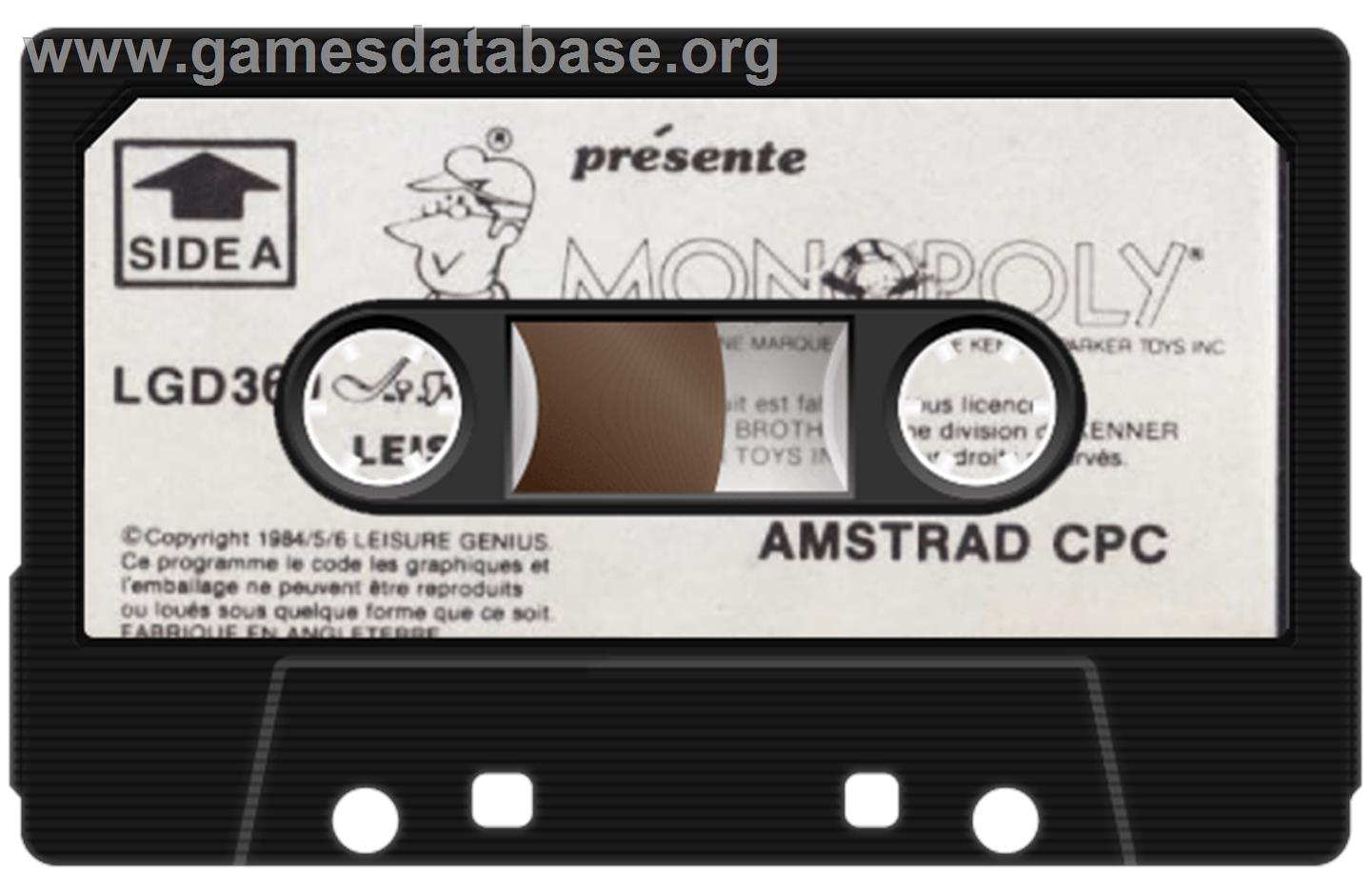 Leisure Genius presents Monopoly - Amstrad CPC - Artwork - Cartridge