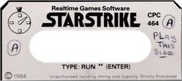Top of cartridge artwork for 3D Starstrike on the Amstrad CPC.