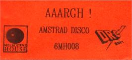 Top of cartridge artwork for Aaargh! on the Amstrad CPC.