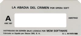 Top of cartridge artwork for Abadía del Crimen on the Amstrad CPC.