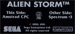 Top of cartridge artwork for Alien Storm on the Amstrad CPC.