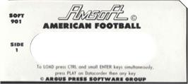 Top of cartridge artwork for American Football on the Amstrad CPC.