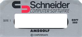 Top of cartridge artwork for Amsgolf on the Amstrad CPC.