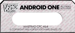 Top of cartridge artwork for Android One - The Reactor Run on the Amstrad CPC.
