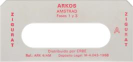 Top of cartridge artwork for Arkos on the Amstrad CPC.