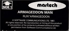 Top of cartridge artwork for Armageddon Man, The on the Amstrad CPC.