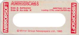 Top of cartridge artwork for Ashkeron! on the Amstrad CPC.