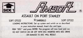 Top of cartridge artwork for Assault On Port Stanley on the Amstrad CPC.