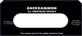 Top of cartridge artwork for Backgammon on the Amstrad CPC.
