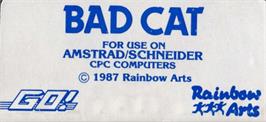 Top of cartridge artwork for Bad Cat on the Amstrad CPC.