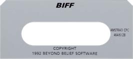 Top of cartridge artwork for Biff on the Amstrad CPC.