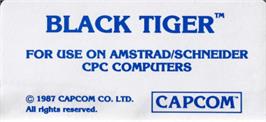 Top of cartridge artwork for Black Tiger on the Amstrad CPC.