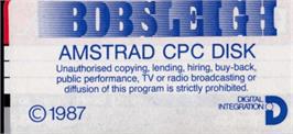 Top of cartridge artwork for Bobsleigh on the Amstrad CPC.