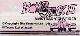 Top of cartridge artwork for Bomb Jack 2 on the Amstrad CPC.