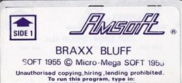 Top of cartridge artwork for Braxx Bluff on the Amstrad CPC.