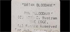 Top of cartridge artwork for Brian Bloodaxe on the Amstrad CPC.