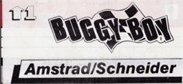 Top of cartridge artwork for Buggy Boy on the Amstrad CPC.