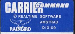 Top of cartridge artwork for Carrier Command on the Amstrad CPC.