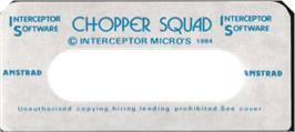 Top of cartridge artwork for Chopper Squad on the Amstrad CPC.