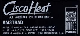Top of cartridge artwork for Cisco Heat: All American Police Car Race on the Amstrad CPC.