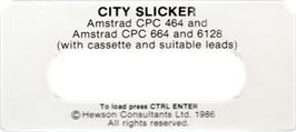 Top of cartridge artwork for City Slicker on the Amstrad CPC.