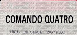 Top of cartridge artwork for Comando Quatro on the Amstrad CPC.
