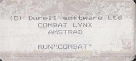 Top of cartridge artwork for Combat Lynx on the Amstrad CPC.