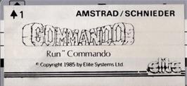 Top of cartridge artwork for Commando on the Amstrad CPC.