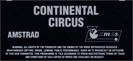 Top of cartridge artwork for Continental Circus on the Amstrad CPC.