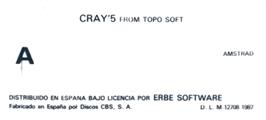 Top of cartridge artwork for Cray 5 on the Amstrad CPC.
