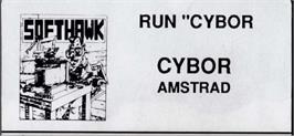Top of cartridge artwork for Cybor on the Amstrad CPC.