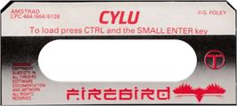 Top of cartridge artwork for Cylu on the Amstrad CPC.