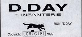 Top of cartridge artwork for D-Day on the Amstrad CPC.