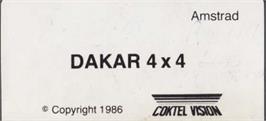 Top of cartridge artwork for Dakar 4x4 on the Amstrad CPC.