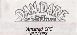 Top of cartridge artwork for Dan Dare: Pilot of the Future on the Amstrad CPC.