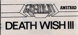 Top of cartridge artwork for Death Wish 3 on the Amstrad CPC.