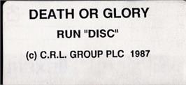 Top of cartridge artwork for Death or Glory on the Amstrad CPC.