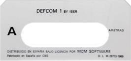 Top of cartridge artwork for Defcom 1 on the Amstrad CPC.