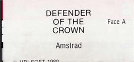 Top of cartridge artwork for Defender of the Crown on the Amstrad CPC.