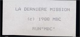 Top of cartridge artwork for Dernière Mission, La on the Amstrad CPC.
