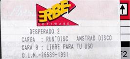 Top of cartridge artwork for Desperado 2 on the Amstrad CPC.