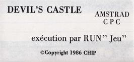 Top of cartridge artwork for Devil's Castle on the Amstrad CPC.