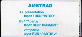 Top of cartridge artwork for Diamant De L'ile Maudite, Le on the Amstrad CPC.