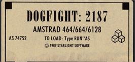 Top of cartridge artwork for Dogfight 2187 on the Amstrad CPC.
