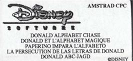 Top of cartridge artwork for Donald's Alphabet Chase on the Amstrad CPC.