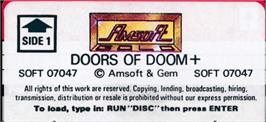 Top of cartridge artwork for Doors Of Doom on the Amstrad CPC.