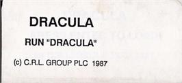 Top of cartridge artwork for Dracula on the Amstrad CPC.