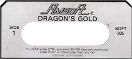 Top of cartridge artwork for Dragon's Gold on the Amstrad CPC.