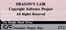 Top of cartridge artwork for Dragon's Lair on the Amstrad CPC.